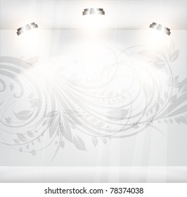 empty storefront with floral background. You can change colors for the background, vector eps 10