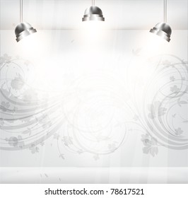 empty storefront with floral flower vintage background. You can change colors for the background, vector eps 10