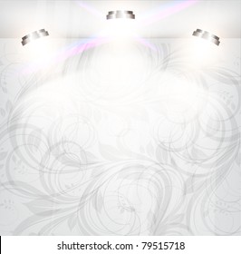 empty storefront with floral seamless background. You can change colors for the background, vector eps 10