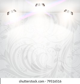 tienda vacía con fondo floral sin costuras. Puede cambiar los colores para el fondo, vectores eps 10