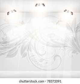 empty storefront with floral vintage background. You can change colors for the background, vector eps 10