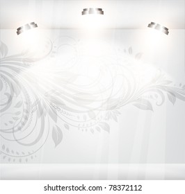 empty storefront with floral vintage background. You can change colors for the background, vector eps 10