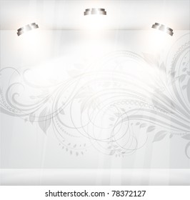 tienda vacía con fondo vintage floral. Puede cambiar los colores para el fondo, vectores eps 10