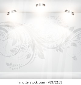 empty storefront with floral vintage background. You can change colors for the background, vector eps 10