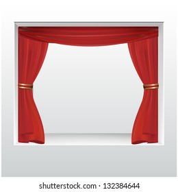 empty storefront with red show curtain to place your object. vector design