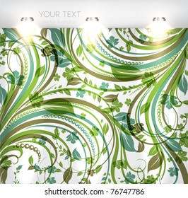 vitrine vazia com fundo floral sem costura. Você pode alterar as cores do plano de fundo, vetor eps10