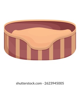 Empty striped pet bed providing comfortable sleeping place for cat or dog