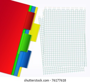 Empty striped sheets and folders