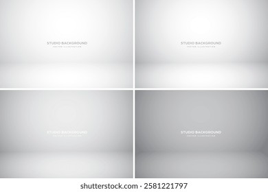 Empty studio abstract background, soft spotlight effect, smooth gradient and subtle stage lighting. Perfect for product showcases, presentations, branding, elegant display setup. Vector illustration