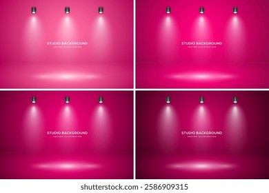 Empty studio abstract background, soft spotlight effect, smooth gradient and subtle stage lighting. Perfect for product showcases, presentations, branding, elegant display setup. Vector illustration
