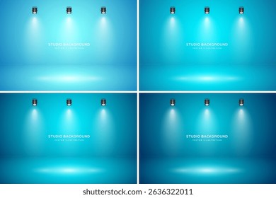 Empty studio abstract background, soft spotlight effect, smooth gradient and subtle stage lighting. Perfect for product showcases, presentations, branding, elegant display setup. Vector illustration