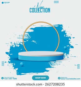 Empty studio backdrop background design with cosmetics product. Product showcase design template. 3D minimalist social media cosmetics product sale promotional poster design vector. Social media ads. 