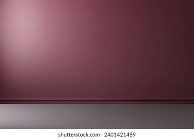 Empty studio background with red dark wall. Template for product presentation