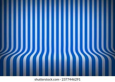 Estudio vacío con rayas azules en el suelo y la pared. Ilustración vectorial de estilo 3d 