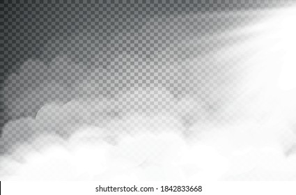 Empty studio, dark room with spotlights and smoke on a transparent background.