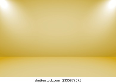 Empty studio with gold background: Vector illustration of a studio equipped with lighting, perfect for product display with a luxurious and captivating gold backdrop.