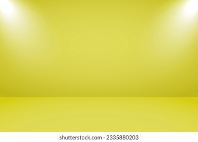 Empty studio with light yellow background: Vector illustration of a studio equipped with lighting, perfect for product display with a soft and bright light yellow backdrop.