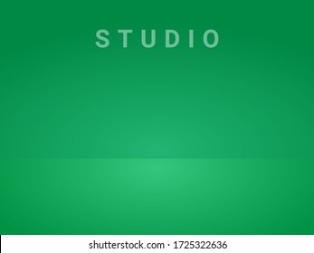 Empty Studio With Minimal Lights, White Limbo. GREEN SCREEN