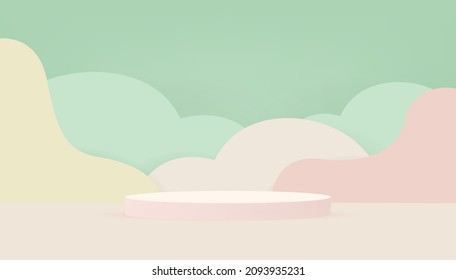 Empty studio pastel color background for product display. Showroom shoot render. Banner background for advertise product.