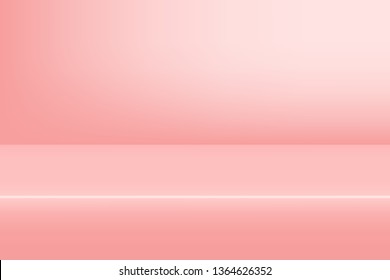 Empty studio pink background for product display with copy space. Showroom shoot render. Banner background for advertise product.