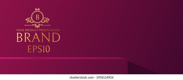 Empty studio pudium with soft light. Scene, shelf and table.