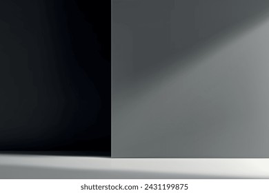 Empty studio room background with light shadow on wall. Template mock up for presentation of product