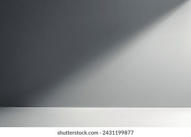 Empty studio room background with light shadow on wall. Template mock up for presentation of product