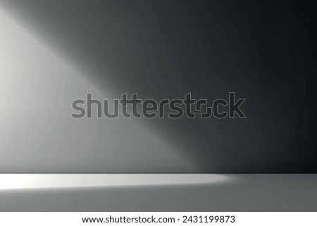 Empty studio room background with light shadow on wall. Template mock up for presentation of product