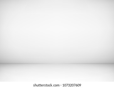 Empty studio room interior. White wall and floor background. Clean workshop for photography or presentation. Vector illustration