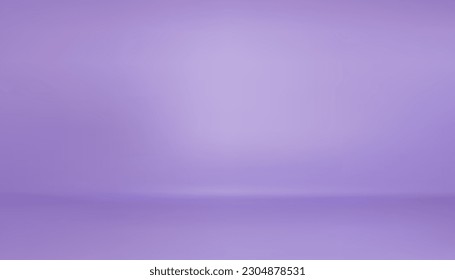 Empty studio room violet purple color background, 3D gradient wallpaper and floor for product placement or website, copy space, horizontal composition.