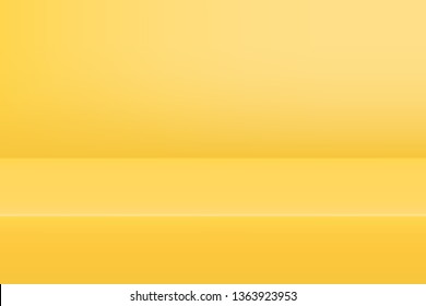 Empty studio yellow background for product display with copy space. Showroom shoot render. Banner background for advertise product.