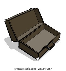 Empty suitcase. A children's sketch..Color image