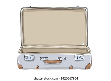 empty Suitcase vintagehand drawn art vector illustration