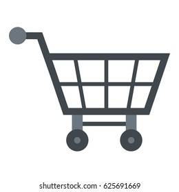 Empty supermarket cart icon flat isolated on white background vector illustration