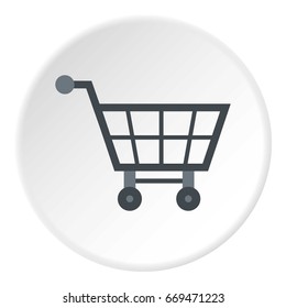 Empty supermarket cart icon in flat circle isolated on white background vector illustration for web