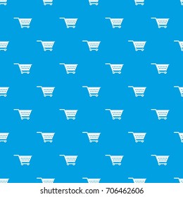 Empty supermarket cart pattern repeat seamless in blue color for any design. Vector geometric illustration