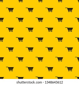 Empty supermarket cart pattern seamless vector repeat geometric yellow for any design