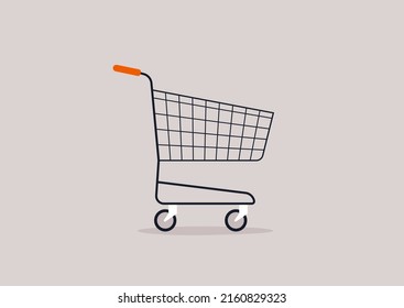 Empty Supermarket Cart Side View Stock Vector (Royalty Free) 2160829323