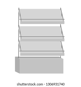 Empty supermarket shelf isolated