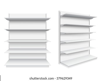 Empty Supermarket Shelf On White Background.Vector Illustration.