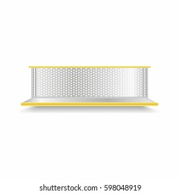 Empty supermarket shelf. Realistic vector showcase with yellow backlight
