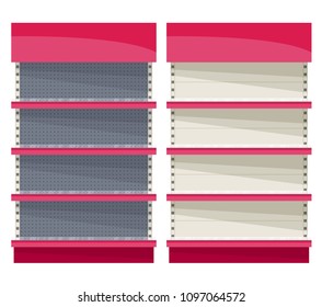 Empty supermarket shelf. Retail store display for products. Design template.