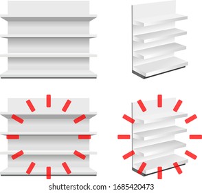 Empty supermarket shelf vector illustration