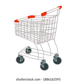 Empty supermarket shopping cart. Vector illustration Shopping cart icon vector