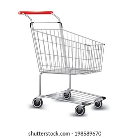 Empty supermarket shopping cart. Vector illustration