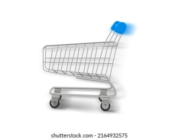 Empty supermarket trolley with motion blur effect. 3d layered vector illustration
