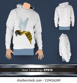 empty sweatshirt design with origami bee. vector illustration