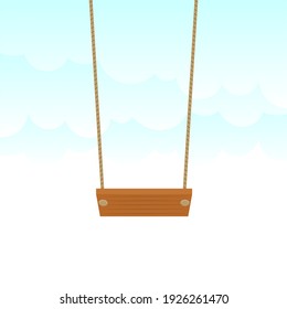 Empty swing in the sky. Vector illustration