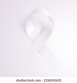 Empty symbol of awareness. 3D realistic white ribbon appears from the light background. Template for designs of different social events. Safe Motherhood, blindness, lung cancer, political struggle