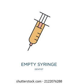 empty syringe icon from dentist collection. Thin outline empty syringe, treatment, health detailed offset lineal color icon isolated on white background. Line vector empty syringe sign, symbol for web